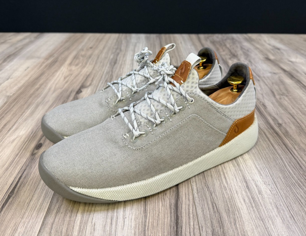 OluKai Nanea Li Pale Grey Vapor Canvas Drop In Heel Sneakers Mens Size 10 NEW